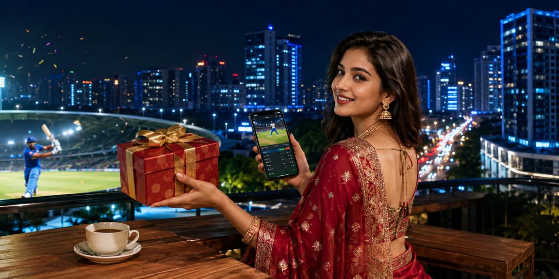 A woman in a saree in Dhaka watching a cricket match and participating in a betting event